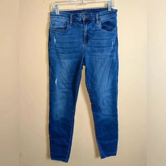 Kut from the Kloth Distressed High Rise Skinny Ankle Raw Hem Jeggings Size 8 - Picture 1 of 10